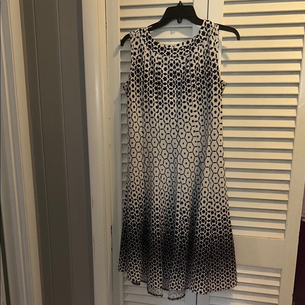 Haani Black and White Sleeveless A-Line Midi Dress